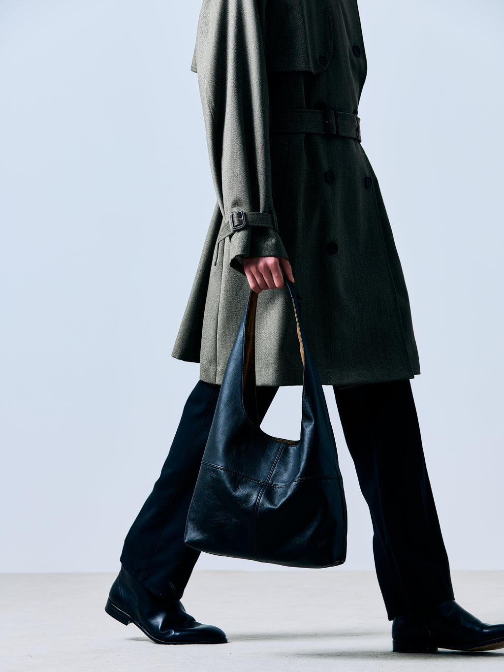 Triangle Shoulder Leather Bag