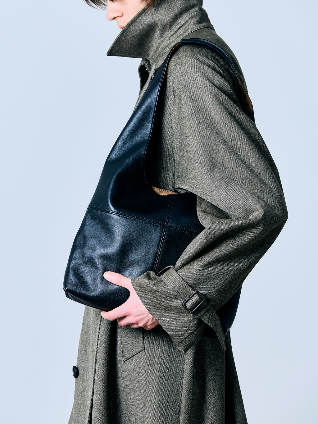 Triangle Shoulder Leather Bag