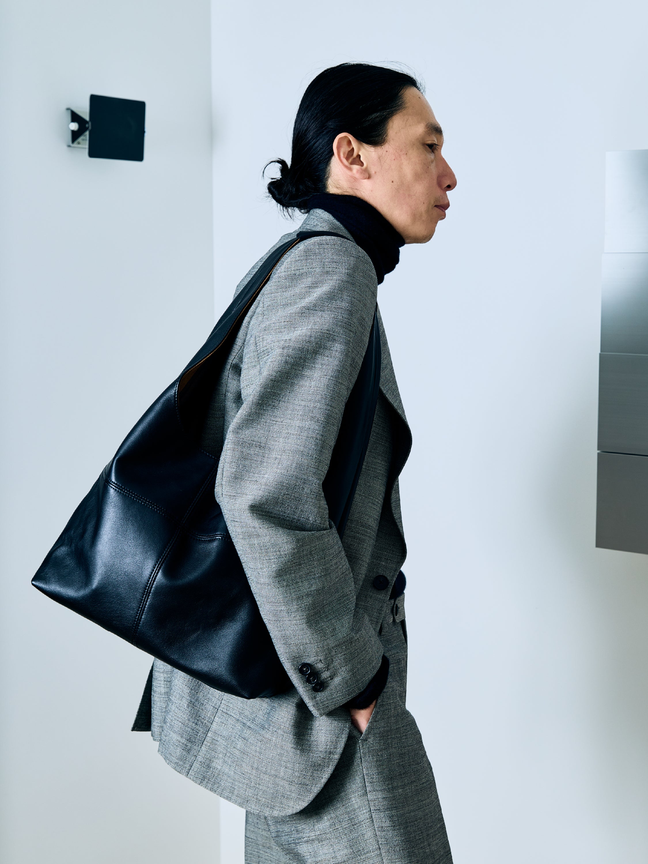 Triangle Shoulder Leather Bag