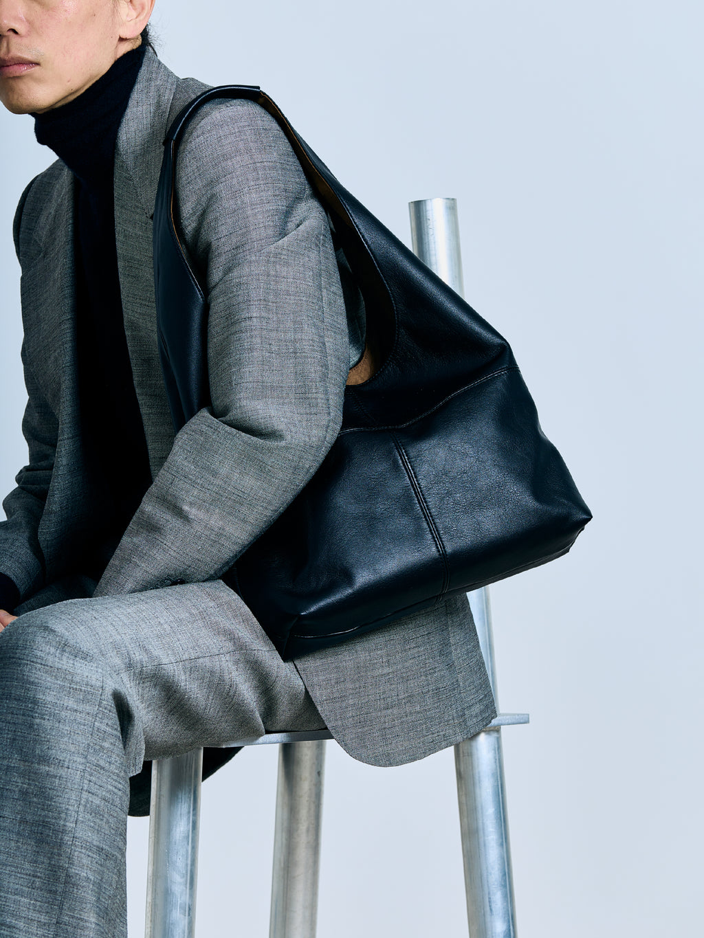 Triangle Shoulder Leather Bag